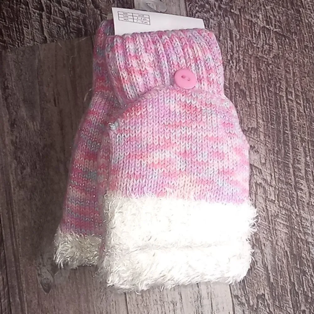 CAPELLI NEW YORK Kids' Girls Space Dye Flip Top Mittens (Big Kid)